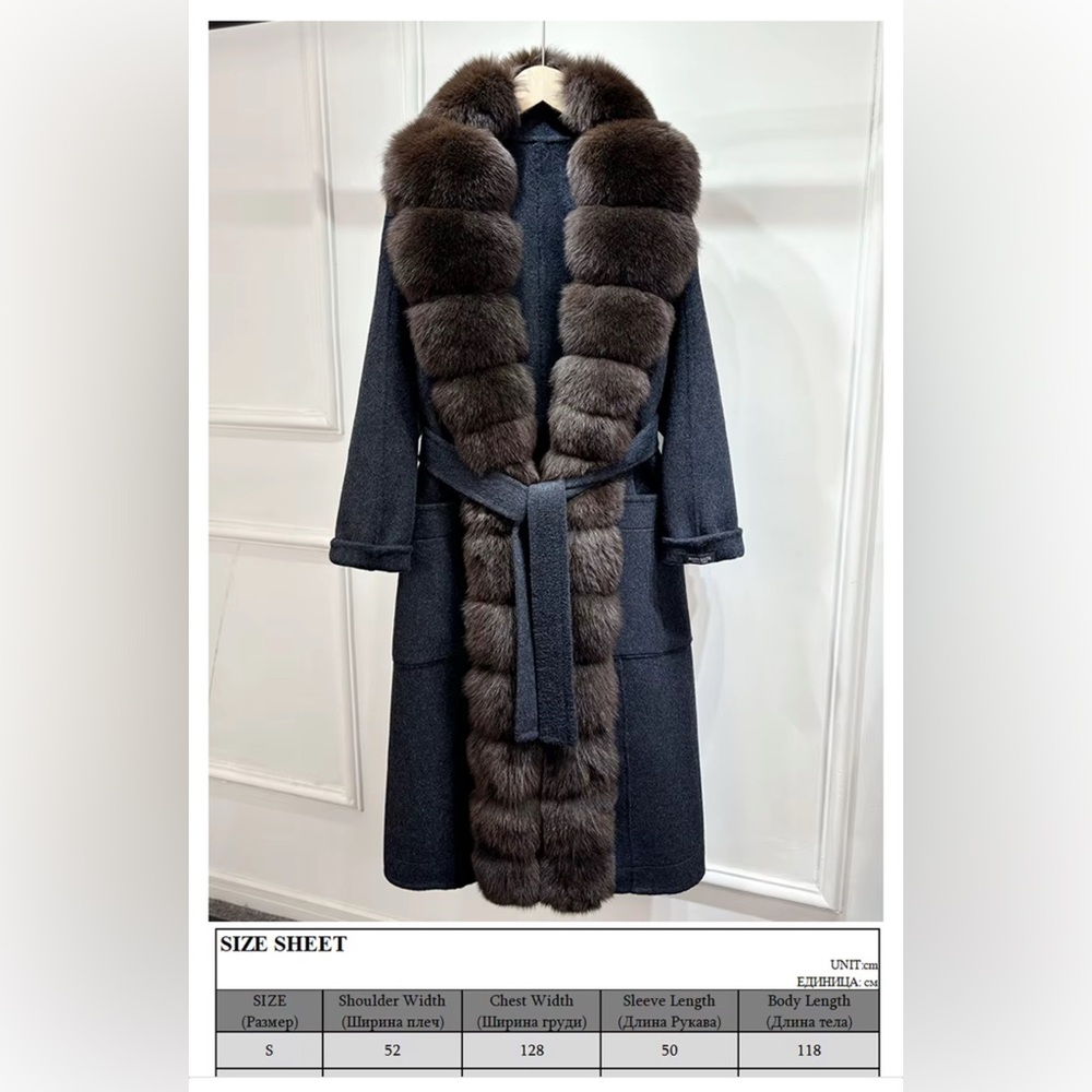 Elegant winter wool Coat with Fur Trim